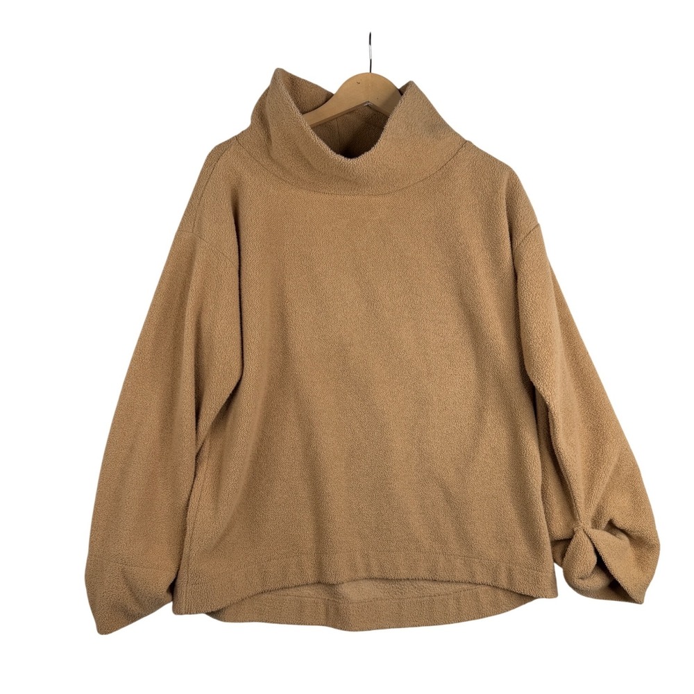 LOFT Women's Sherpa Mock Neck Tunic Top Size Medium Tan
